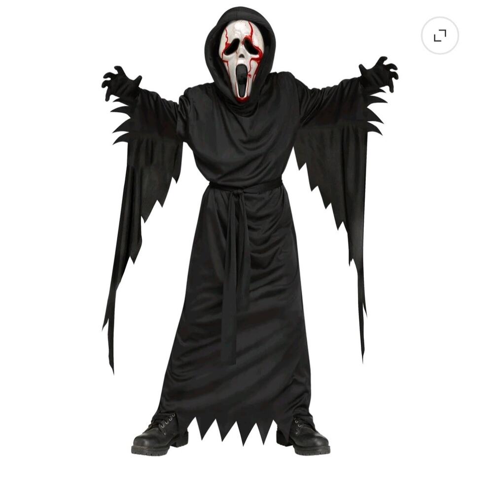 Ghost Face Bleeding Child Halloween Costume Med 8-10 Child NWT